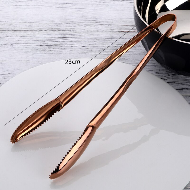 1/2 Stuks Vlees Tang Rvs Brood Clip Goud Servies Multifunctionele Ijs Salade Tong Voedsel Server bbq Grill Party Accessoire: Rose Gold-1 Pc