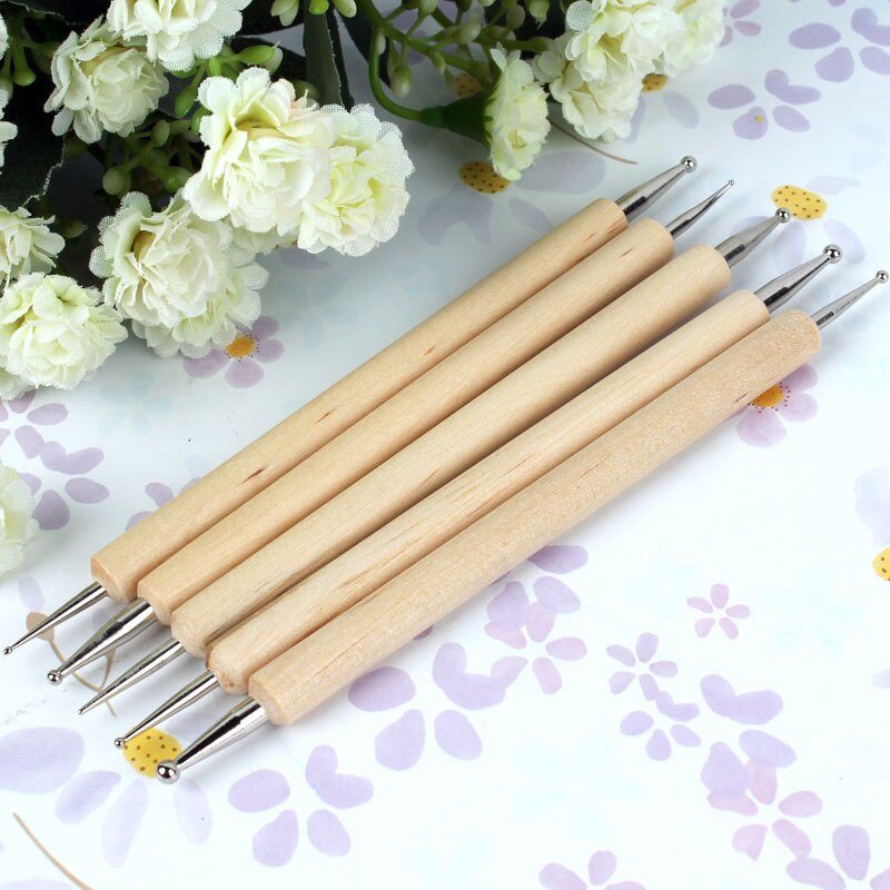 3Pcs Ball Styluses Tool Set for Embossing Pattern Clay Sculpting Modeling Making Polymer Ceramic Tools Kit Playdough Tool: 5 PCS