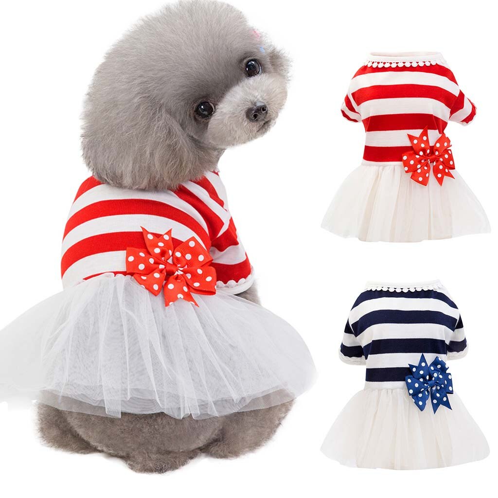 Small Dog Dress Pet Dog Bowknot Dress Dog Cat Cute Spring Summer chihuahua dog accessories pet costume for dogs pug clothes