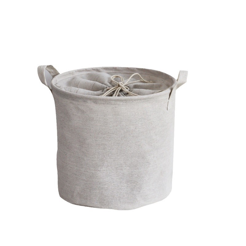 Cesto para la colada de tela de lino y algodón, cesta grande plegable para ropa sucia con cierre de cordón, contenedor de almacenamiento de ropa sucia estilo INS