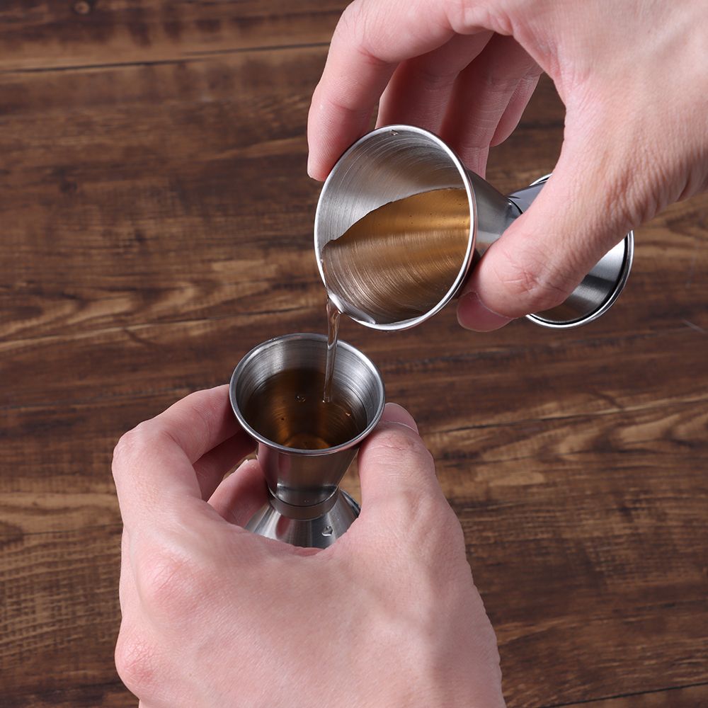 1PC Stainless Steel Dual Shot Measure Cup Measure Jigger Cocktail Mug Kitchen Gadgets Barware Bar Tools Home Drinking Spirit