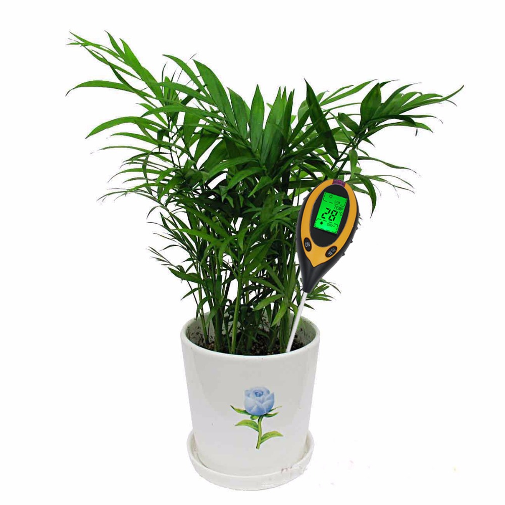 4 in 1 Soil PH Moisture Meter PH Meter Flower Temperature Humidity Sunlight Tester Acidity Hygrometer for Farm Plant Garden
