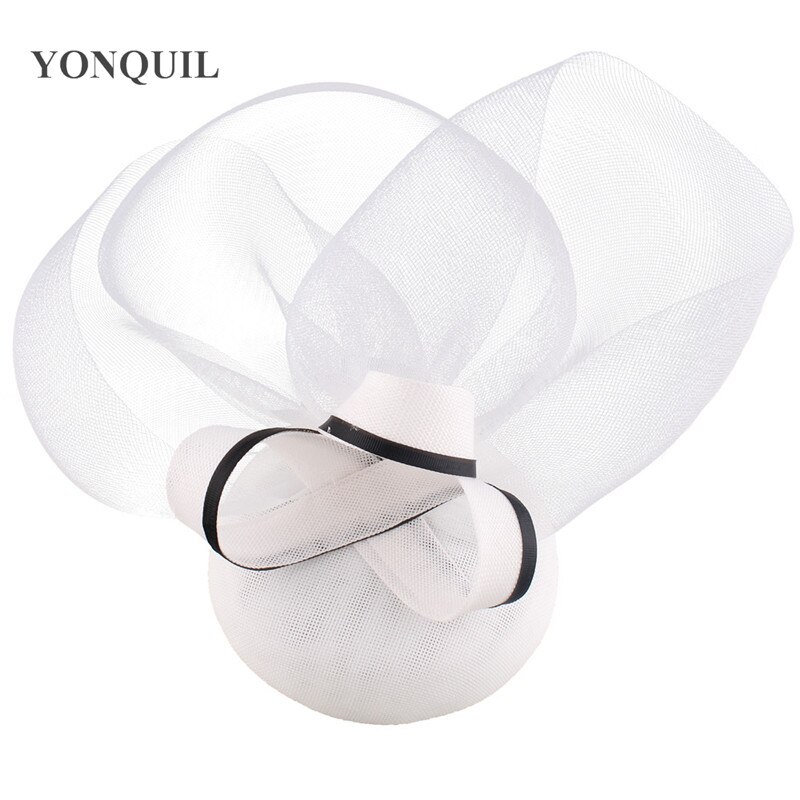Prachtige Bruid Bruiloft Tovenaar Mesh Witte Hoed Haarband Vrouwen Gelegenheid Formele Hoedenzaak Caps Dames Show Party Haar Accessoire