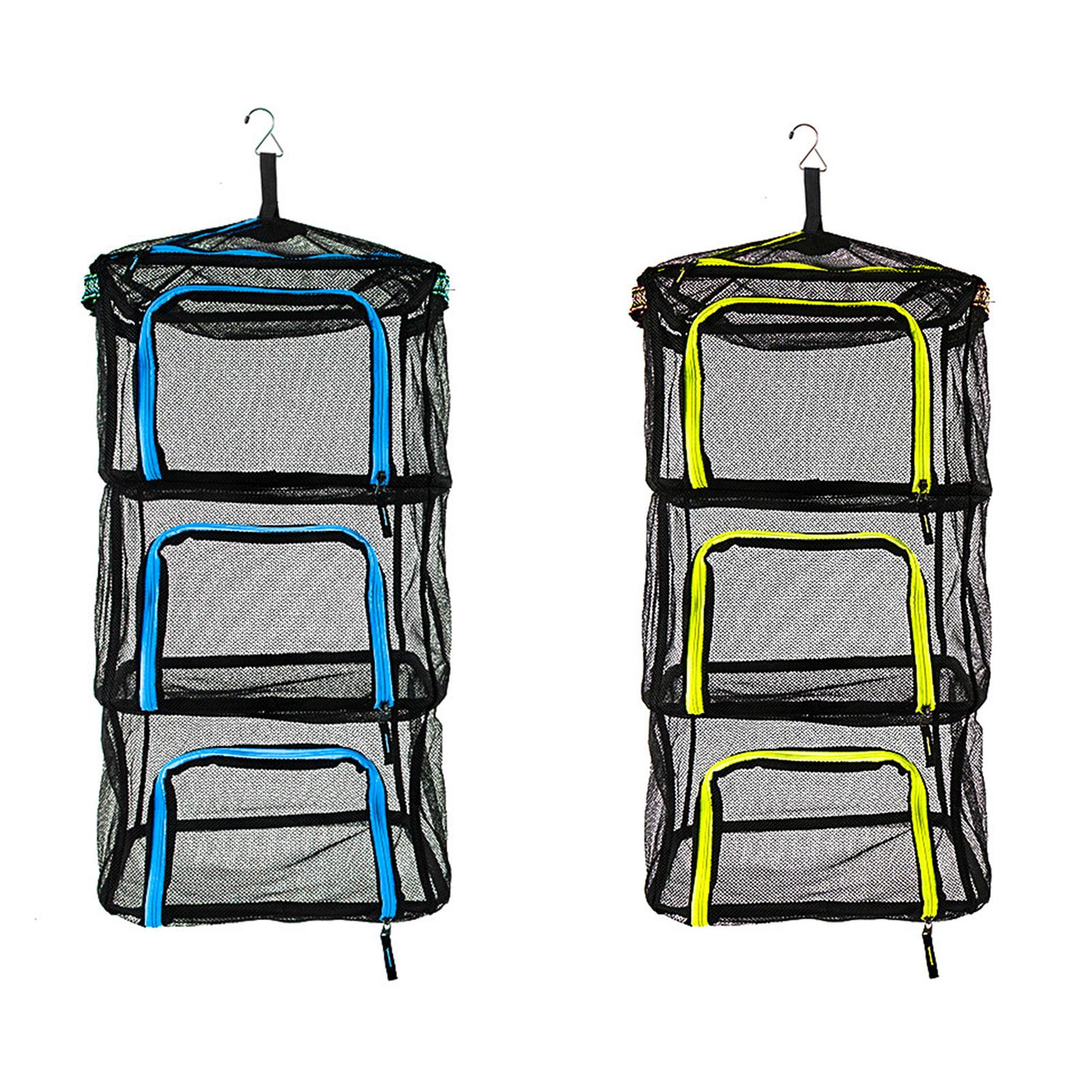 Pliable 4 couches suspendus séchage Net pêche étendoir avec fermetures à glissière séchoir maille poisson légumes fruits herbe suspendus Net sec Cage