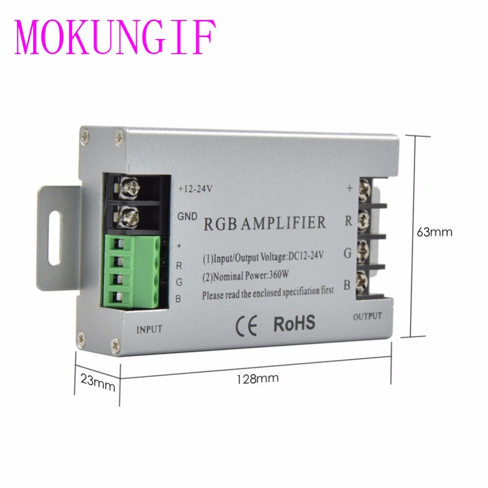 DC12V-24V 30A 360W Aluminum RGB led Amplifier controller 360W RGB Amplifier For RGB SMD 5050 3528 RGB LED Strip light