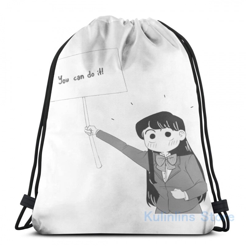 Lustiger grafikdruck: komi-san, du schaffst das! usb-lade-rucksack, herren-schulrucksack, damen-reiserucksack, laptoptasche: Beutel mit kordelzug