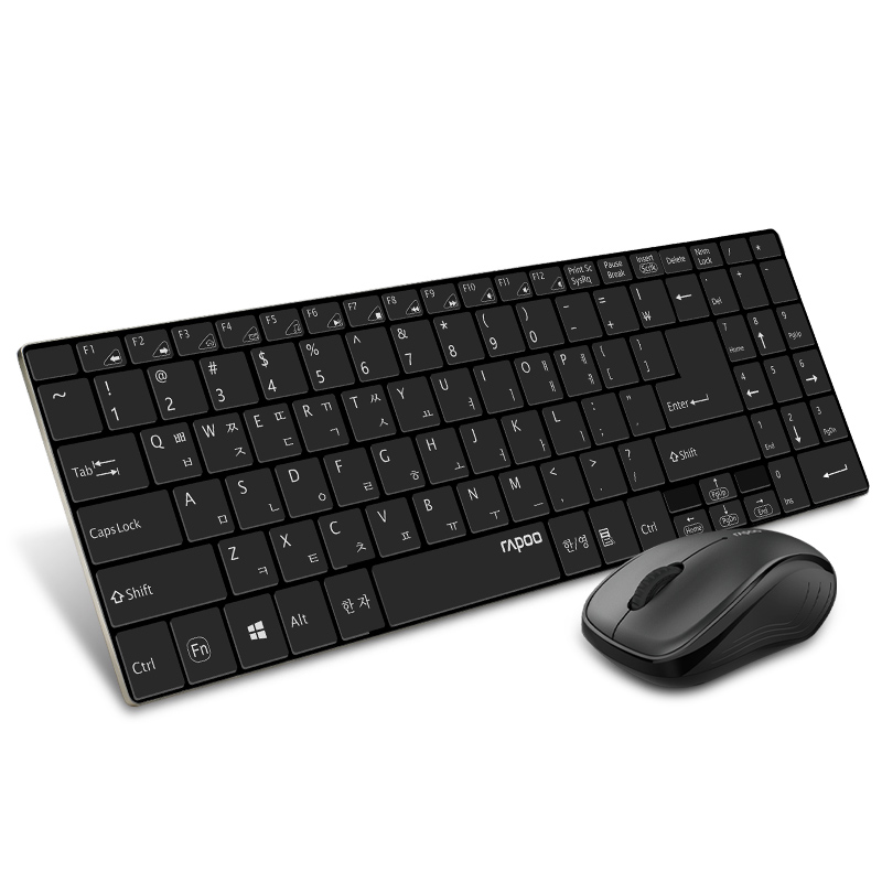 Korean Letters Keyboard Mini Wireless Keyboard and Mouse Set Multimedia Shortcut Keys Long Life Battery English/Korean Layout