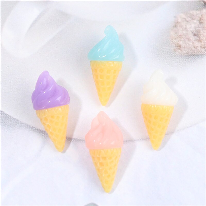 10 Uds. De conos de helado de resina en miniatura, suministros DIY, accesorios, juguetes para juego de imitación