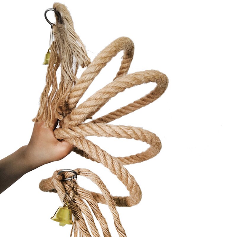 100/150/200 Cm Parrot Toys Pet Standing Rope Bird Cage Decoration Climbing Toy Chewing Rope Parrot Bird Cage Toys Rope Bell: 150cm
