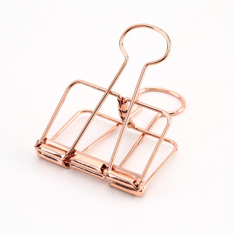 1pcs/lot colorful Folder Metal clips classification paper clips Food packaging clip bookmark: Large Rose Gold