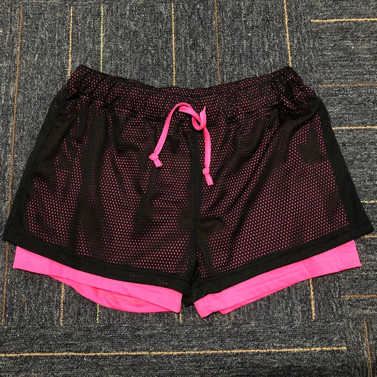 Short de sport en maille 2 en 1 pour femmes, de Gym, de Fitness, d'entraînement, de Jogging, à séchage rapide