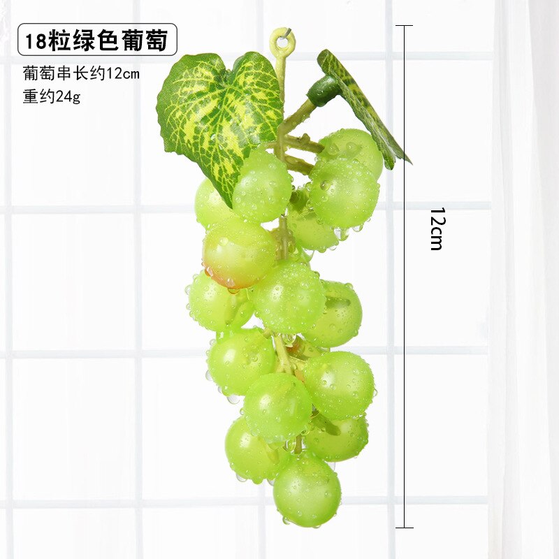 Real Touch Kunstmatige Fruit Druiven Plastic Nep Bladeren Kerst Huis Tuin Bruiloft Decoratie Voedsel Fotografie Props: 18 Heads Green