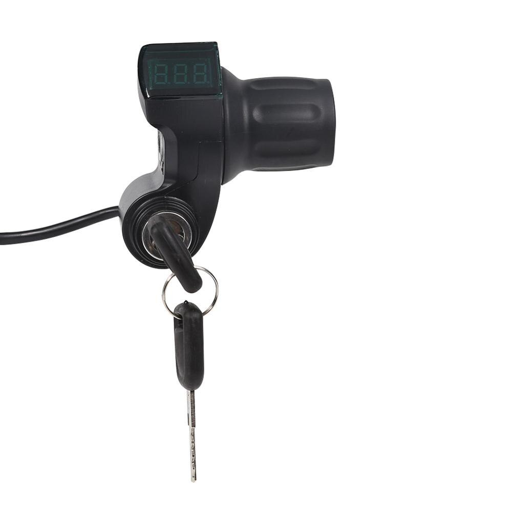 Elsykkel halvt håndledd gasshåndtak spenningsvisning e-sykkel halvgass på elsykkellås nøkkelhåndtak