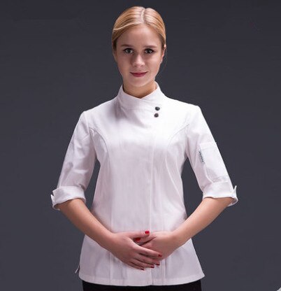 Mad kok køkken jakke hvid hotel uniform sommer restaurant tjener arbejdstøj tøj dame & #39 ;s køkken jakke: Hvid / M