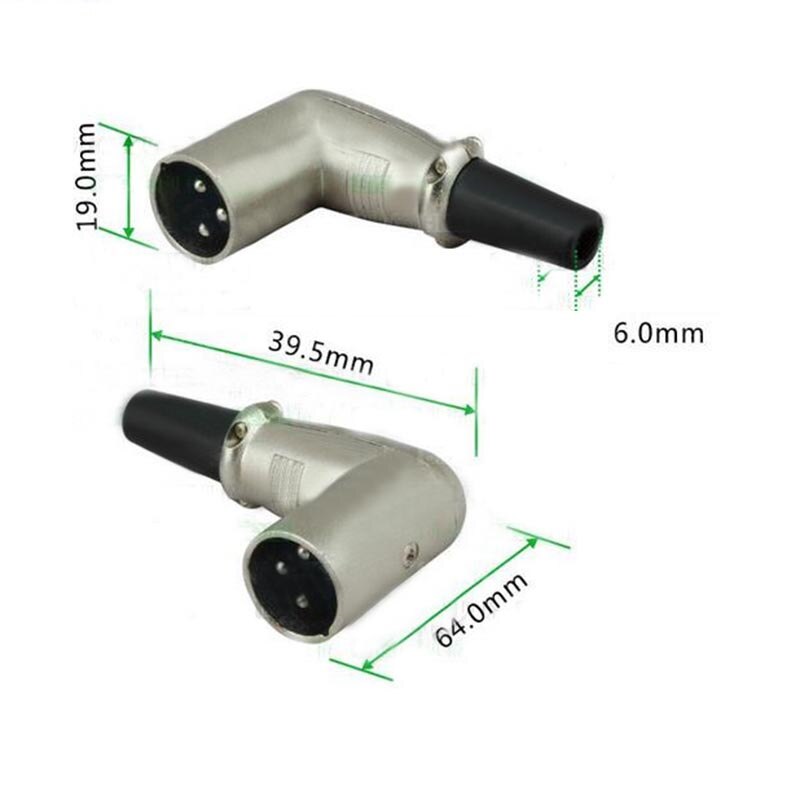 Kanon Xlr Male Connector 3 Pins Haakse 90-Graden Voor Microfoon