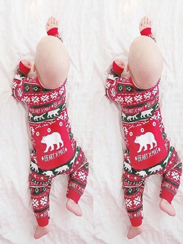 Weihnachten Kleidung Baby Infant Baby Jungen Mädchen Cartoon Bär WEIHNACHTEN Brief Romper Overall Outfits Weihnachten neugeborenen