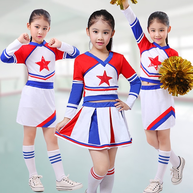 Girl School Uniforms Long Sleeve Uniforms Classs Calisthenics Suit Set Kid Girls Student Competition Suit Girl Cheerleader Suits