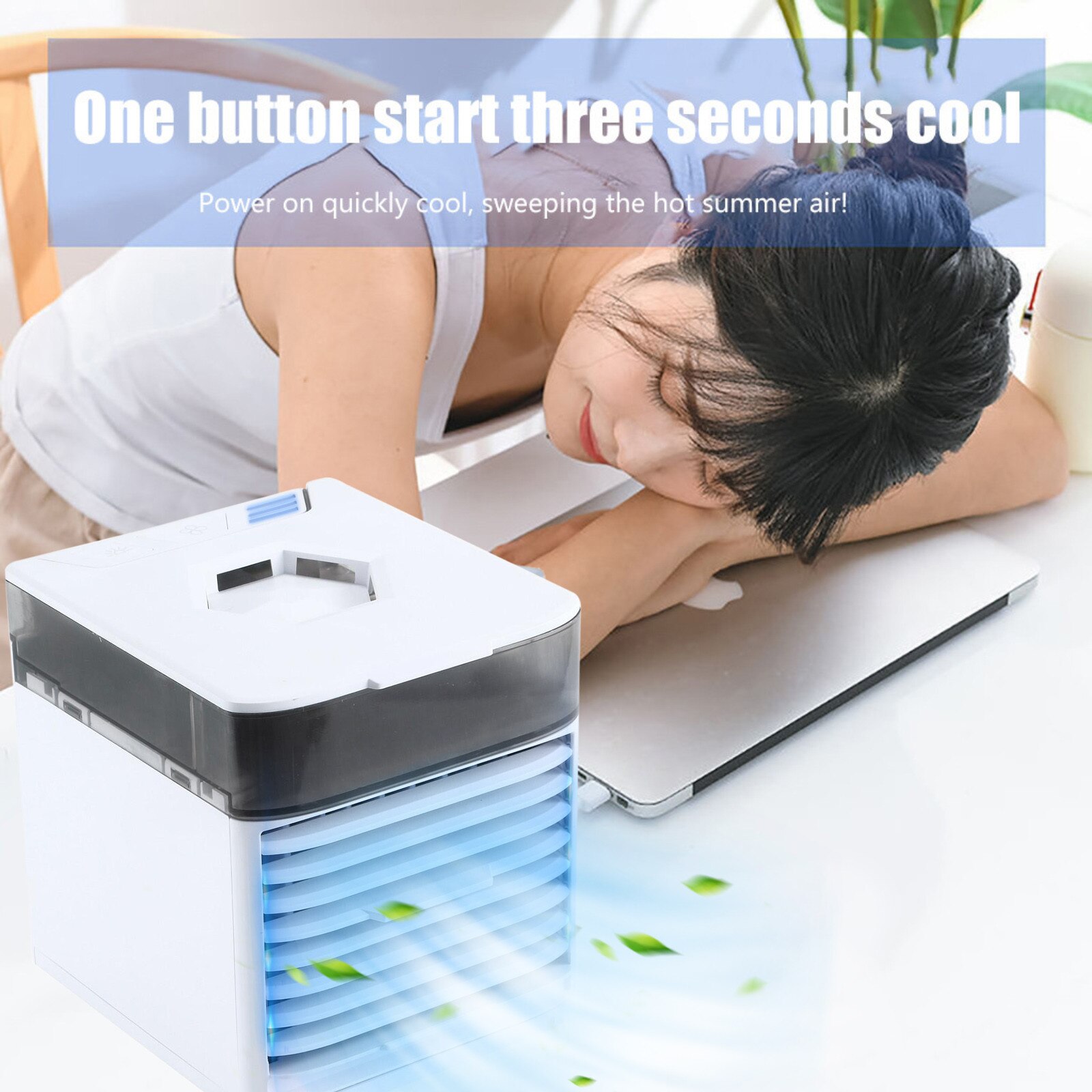 Portable Mini Air Cooler USB Small Air Cooler Ice Crystal Small Air Conditioner