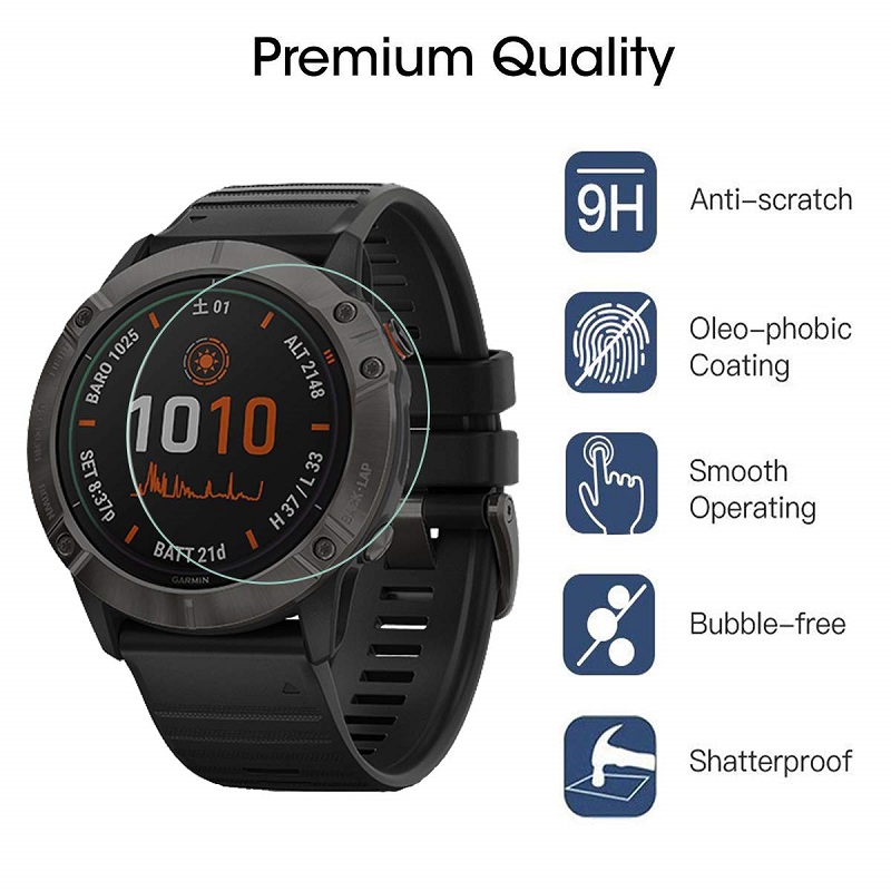 Vskey 10 stuks smartwatch-schermbeschermer voor garmin fenix 6 fenix 6s 6x antikras gehard glazen beschermfolie