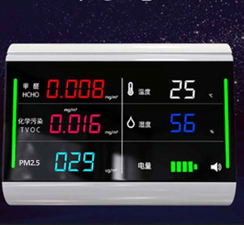 Medidor de temperatura y humedad PM2.5 TVOC HCHO, probador de formaldehído, Monitor de del aire interior, analizador, Detector de Gas, Sensor PM 2,5
