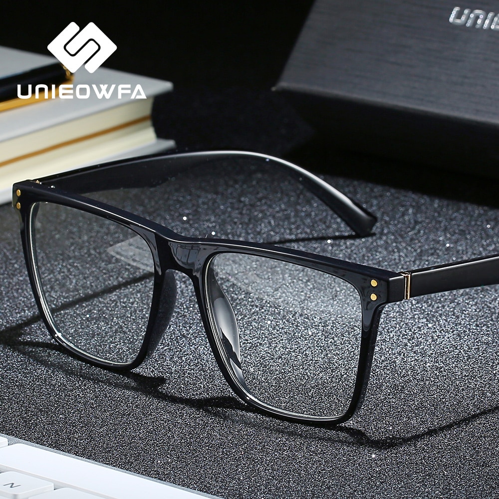UNIEOWFA Square Retro Prescription Glasses Frame Men Transparent Clear Eyewear Spectacles Frame Optical Myopia Eyeglasses Frame