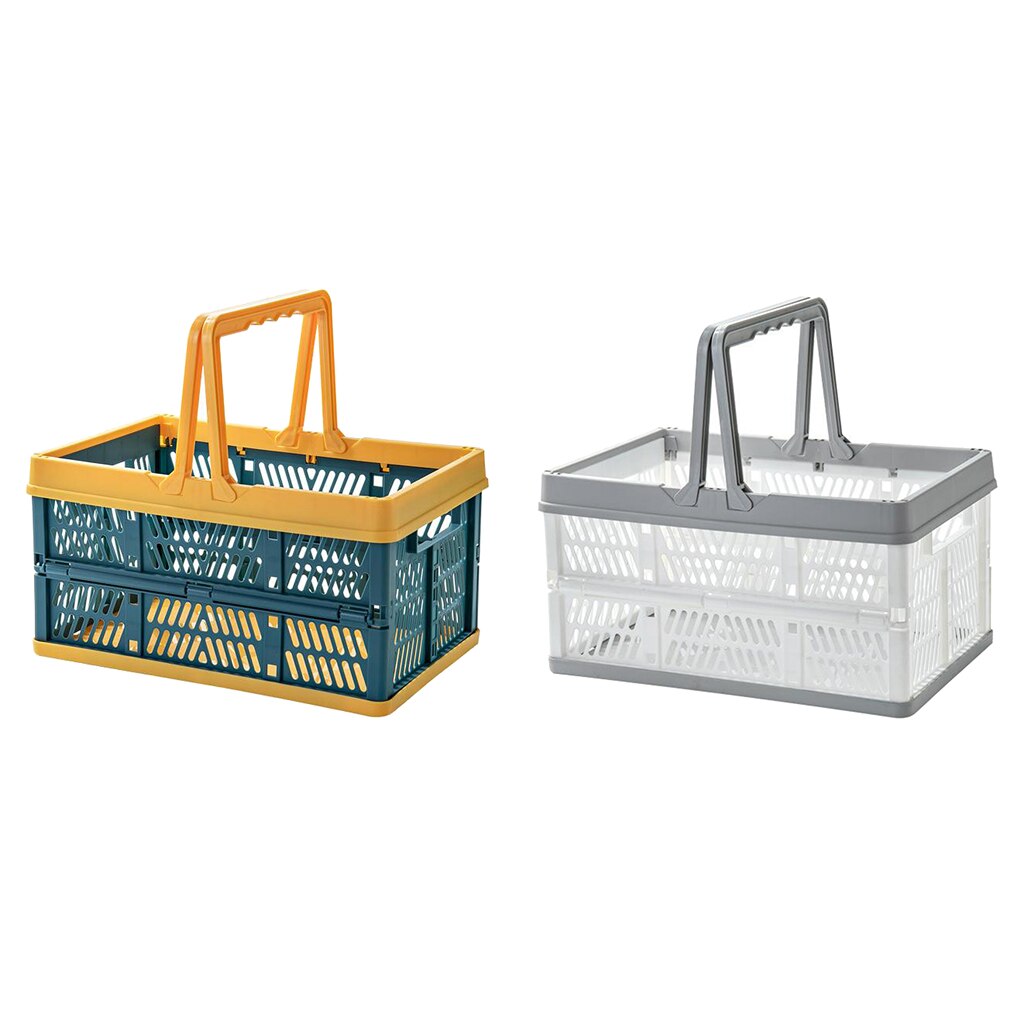 Collapsible Crate Basket Foldable Plastic Shopping Basket Container for Car Caravan Motorhome