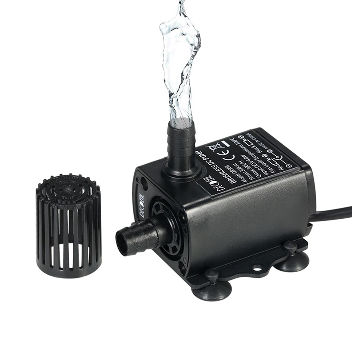USB DC5V 4.8W Ultra-quiet Mini Brushless Water Pump Waterproof Submersible Fountain Aquarium Circulating 300L/H Lift 300cm: Default Title