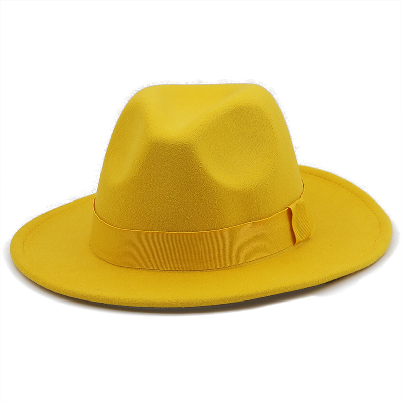 7CM Wide Brim Women Felt Fedora Hats With Bee Ribbon Autumn Winter Wedding Party Trilby Hat Men Gentleman Jazz Hats 54-58CM