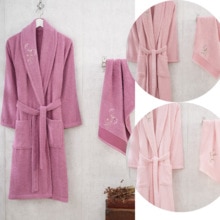 100% Katoen Badjas En Handdoek Set Lange Dikke Badstof Voor Vrouw Bad Zachte Ontspannen Dressing Gown Bruidsmeisje Gewaden Absorberende S/M Waffl