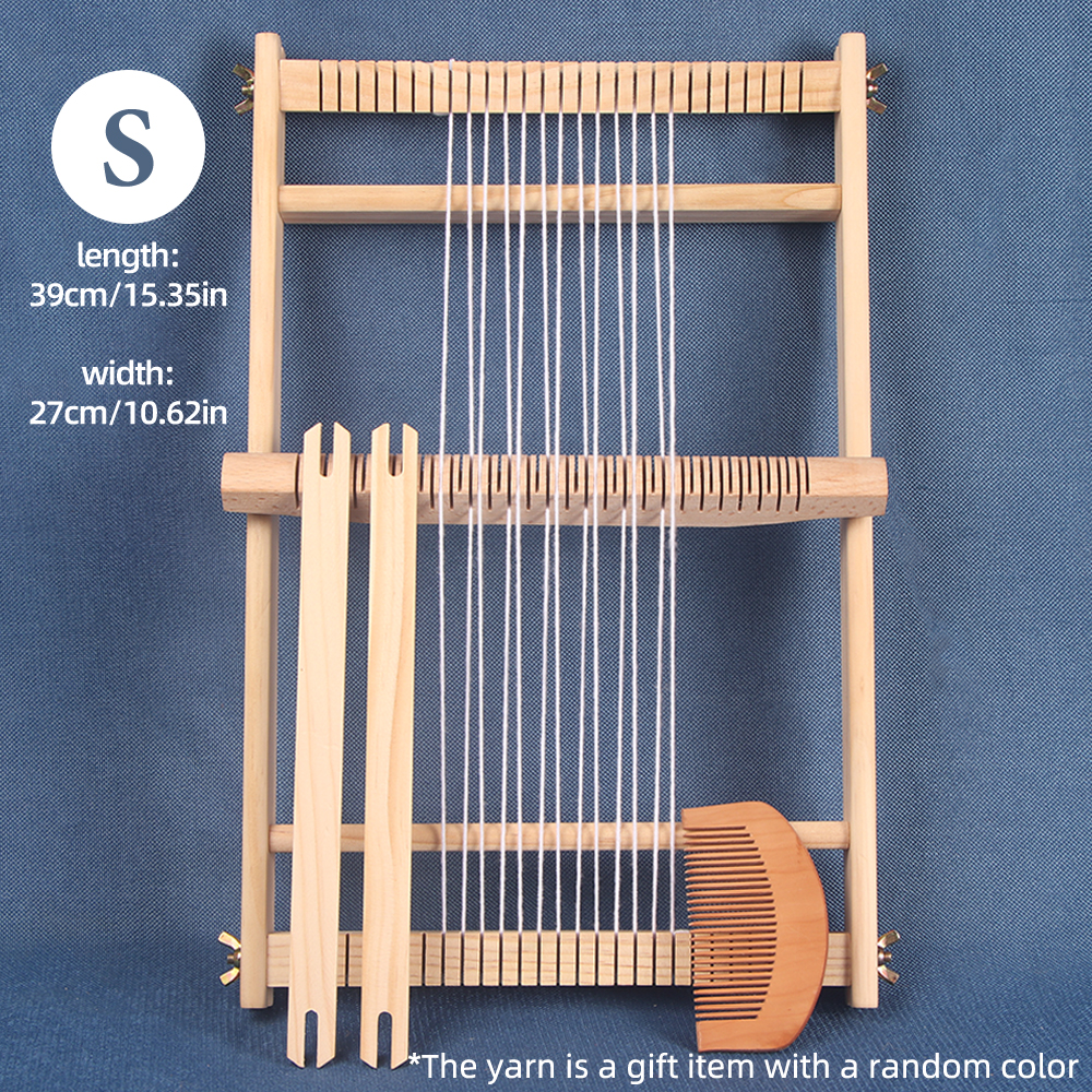 Machine à tisser et à tricoter en bois, outil tricoté avec cadre en bois, fabrication de tapisserie à pampilles de décoration et outils de couture de tapis, 1 pièce: Gris clair