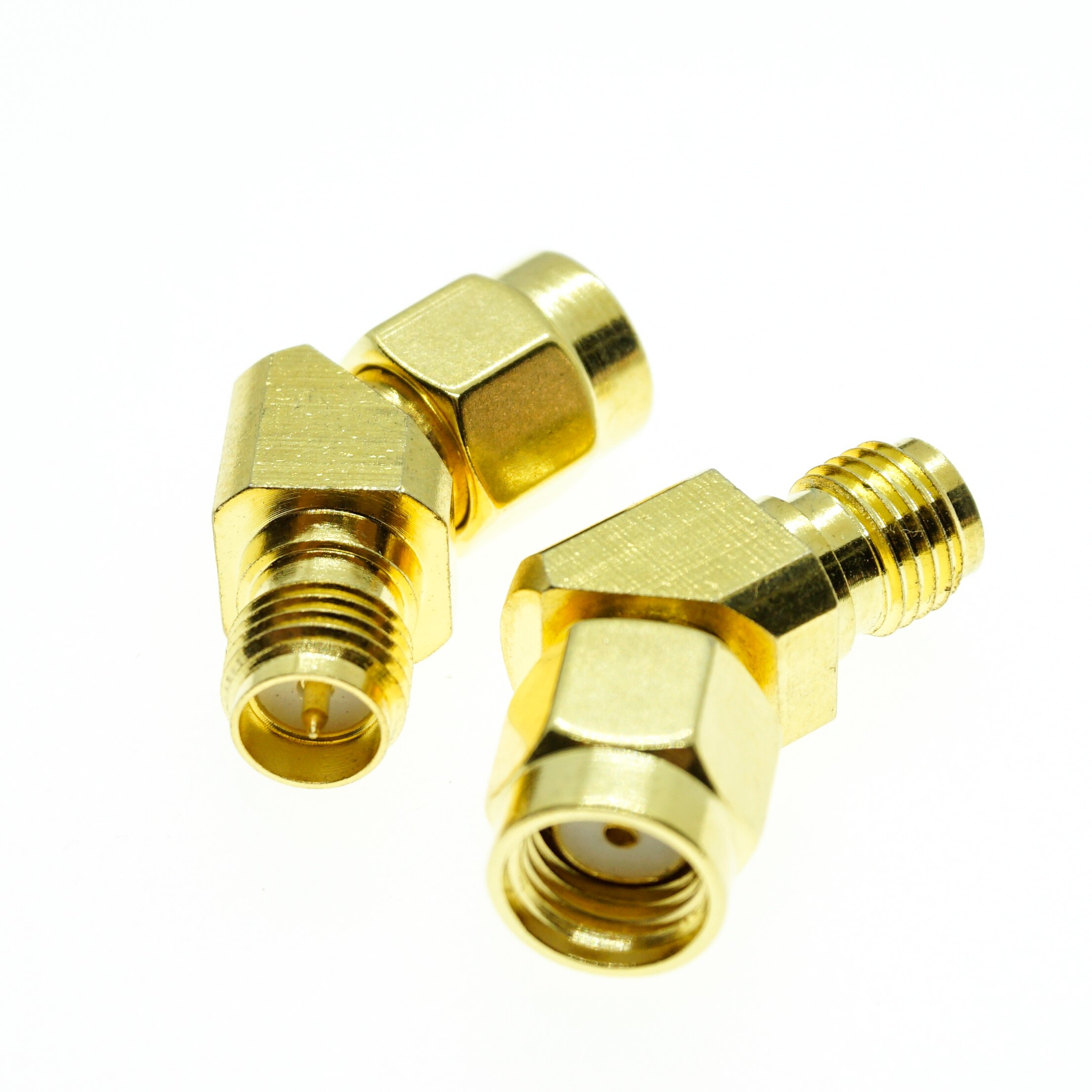 Rp Sma Naar Rp Sma Connector Socket Type L Rp Sma Male Naar Rp Sma Vrouwelijke 45 135 Graden schuine Hoek Goud Messing Coaxiale Rf Adapter
