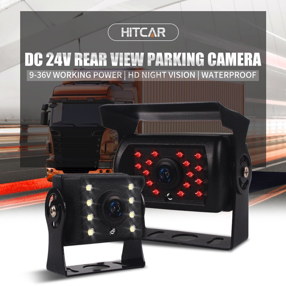 Car Truck DC 12V 24V Heavy Duty Rear View Backup Reverse Parking Camera Kit 4 PIN/RCA Plug for Lorry Pickup Bus Vehicle Caravans