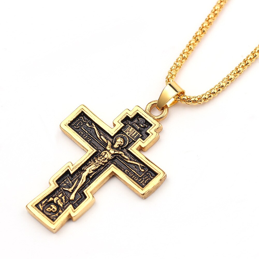 Staal Soldaat Jesus Cross Heren Rvs Crucifix Oosters-orthodoxe Hanger Collier Sieraden