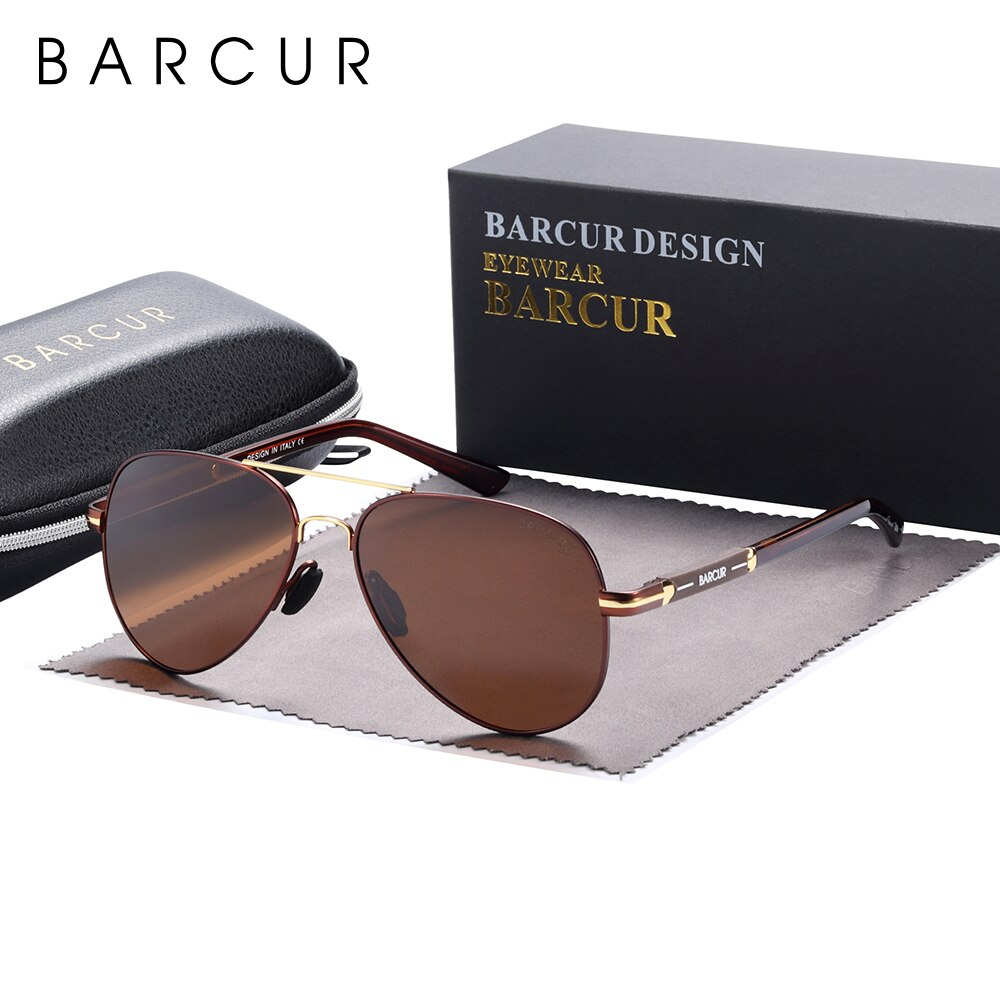 Barcur polarisierte herren sonnenbrille Pilot sonnenbrille für männer zubehör fahren angeln, wandern brillen oculos gafas de sol: Gelb