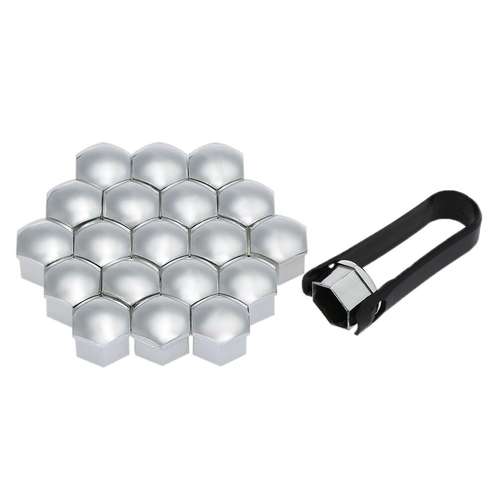 KKmoon Set van 20 stks Universele 17mm Plastic Auto Wielmoer Covers Bolt Caps: Zilver
