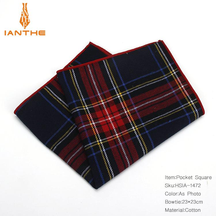 Casual mannen 100% Katoen Zakdoeken Geweven Plaid Pocket Vierkante Mannelijke Bruiloft Zakdoek Handdoeken Hanky Corbatas: IA1472
