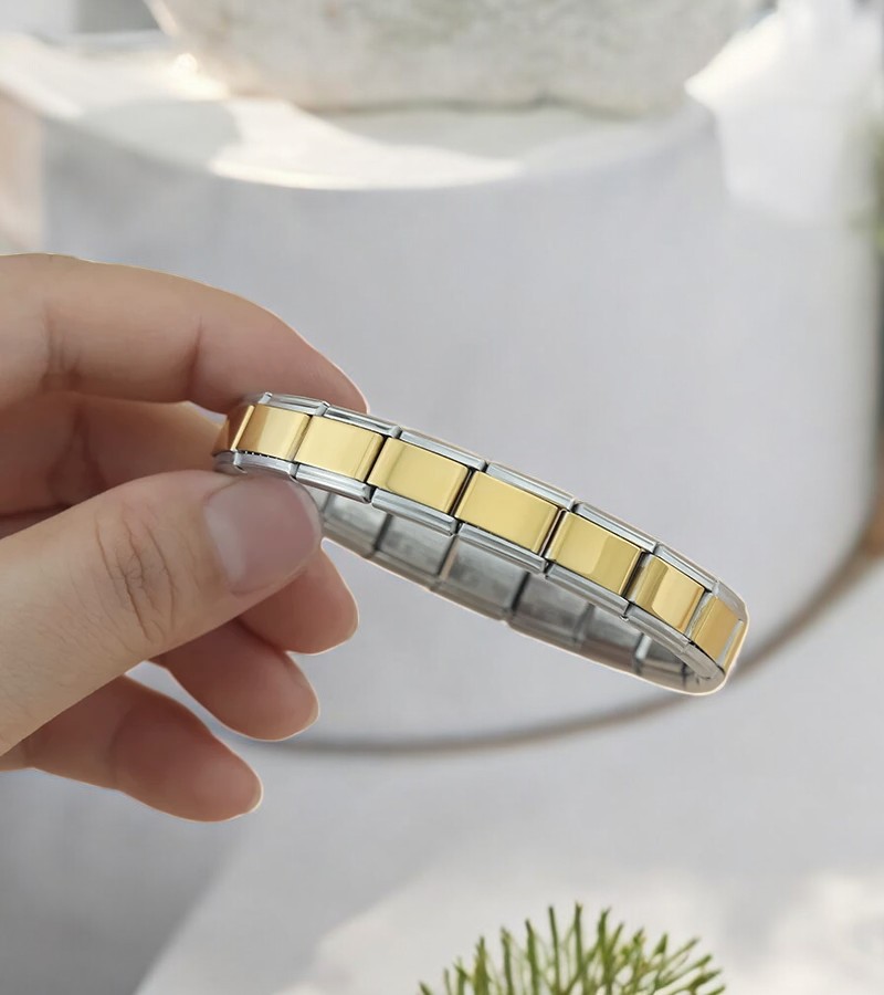 2025 nueva pulsera de acero inoxidable de Y2k para hombres y mujeres 9mm de ancho Color dorado brazalete negro joyería para niñas de boda