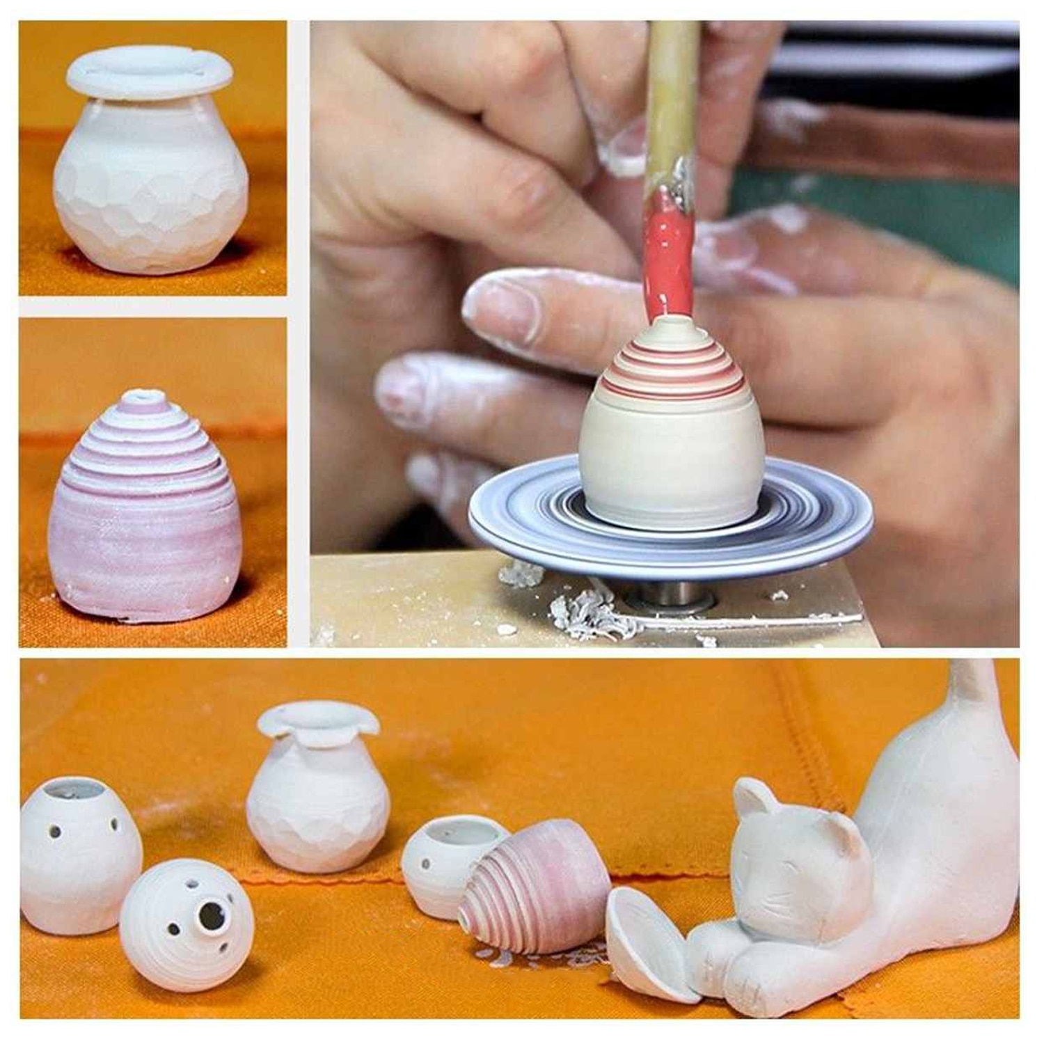Usb mini keramik hjul maskine 4.3cm elektrisk pladespiller håndlavet ler kaste gør keramisk maskine diy håndværk