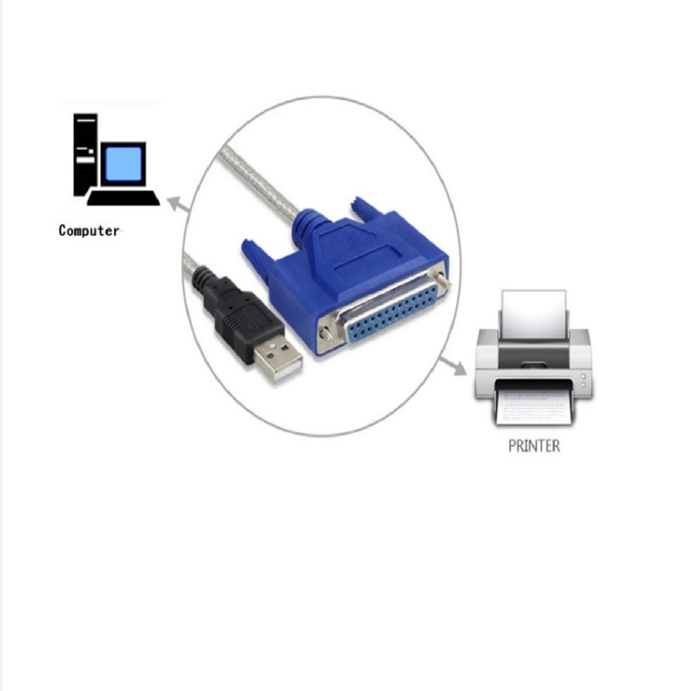 USB 2.0 auf 25-poliges DB25-Buchsenkabel mit parallelem Anschluss IEEE 1284 12 Mbit/s Paralleldrucker-Adapterkabel für Computer PC Laptop