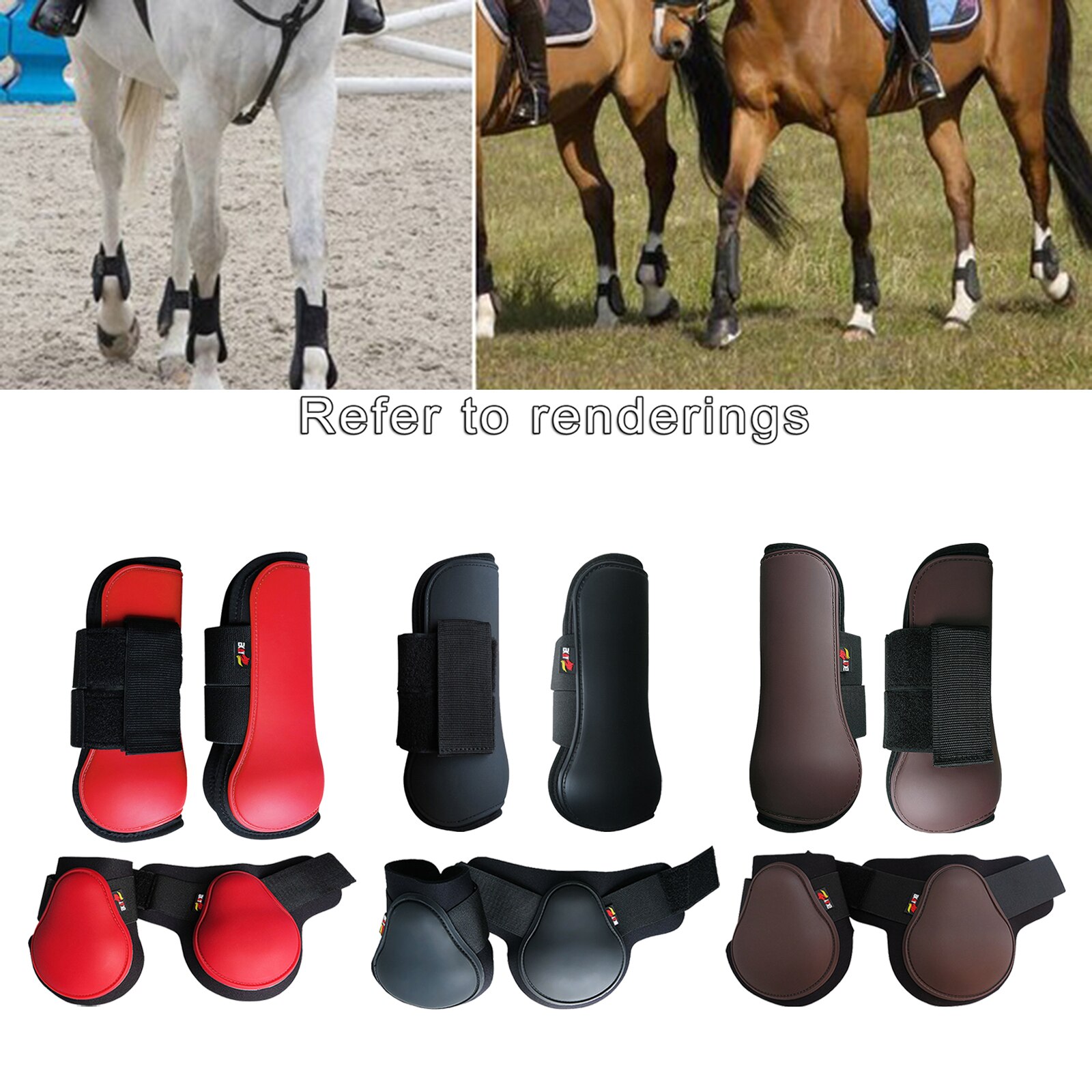 1 Pair Horse Support Boots, PU Secure Leg Protection Horse Tendon Boots Neoprene Soft Liner Equestrian Equipment