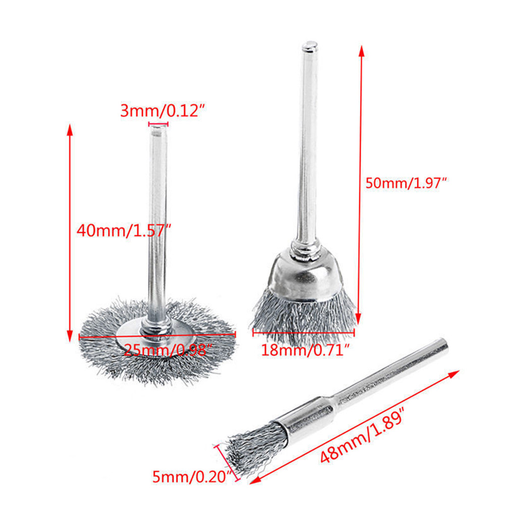 Brosse métallique en acier pour Dremel, outil lointain, peinture, élimination de la rouille, polissage, meule, livres de polissage en métal, 9 pièces/ensemble