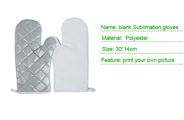 Blanco warmte-isolatie keukenhandschoenen sublimatie hittepers print polyester pads 30*14cm 10 /partij