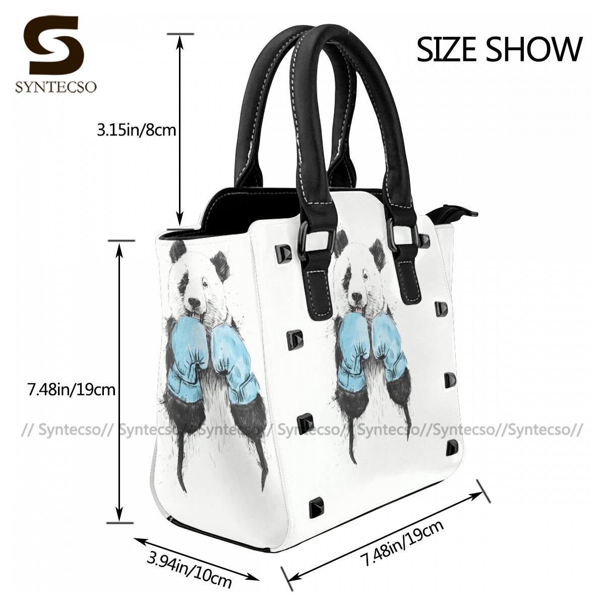 Panda-schultertasche, damenhandtasche, großpackung, retro-einkaufstasche aus leder