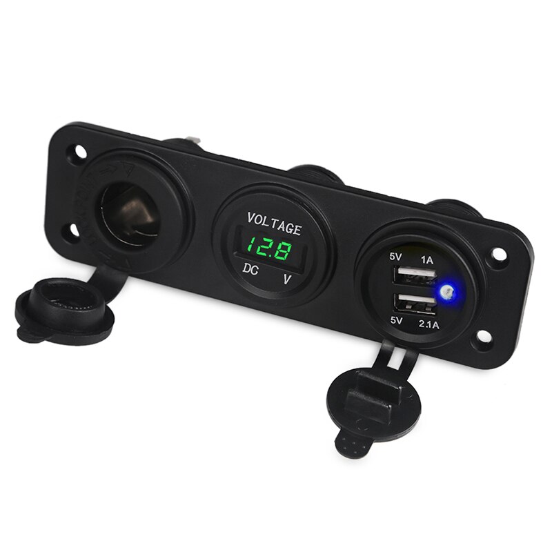Urbanroad Dc 12V Motorfiets Boot Auto Dual Usb Lader Sigarettenaansteker Adapter Met Voltmeter Auto Usb Socket 5V 4.2A: green