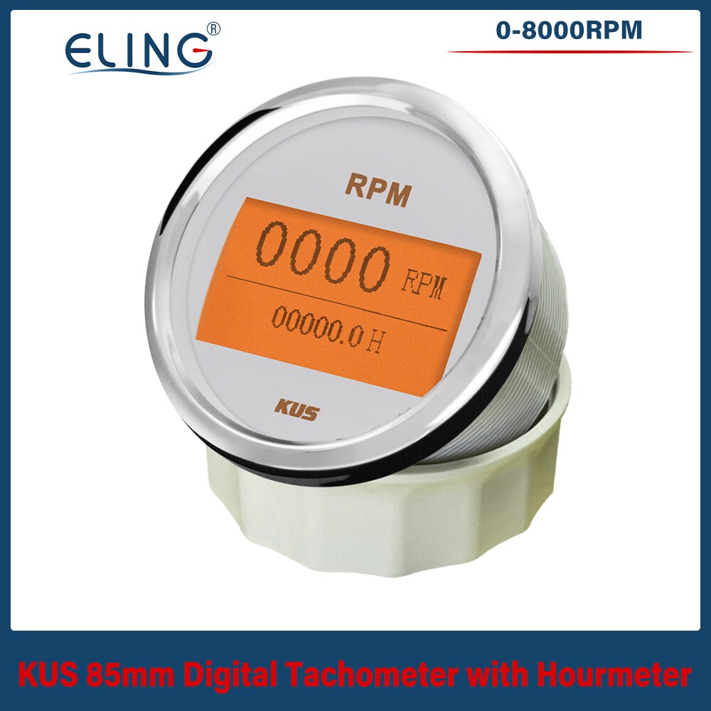 Kus 0-8000Rpm 85Mm Toerenteller Lcd Digitale Display Voor Auto Vrachtwagen Boot Tacho Gauge Met Urenteller waterdichte 12V 24V Marine