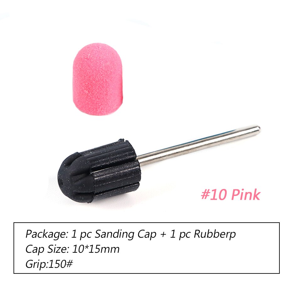 1pc taille mixte clou foret ensemble UV vernis nettoyage ongles limes 150 bandes de ponçage bloc casquettes électrique manucure Art outils BE725: No.10 Pink
