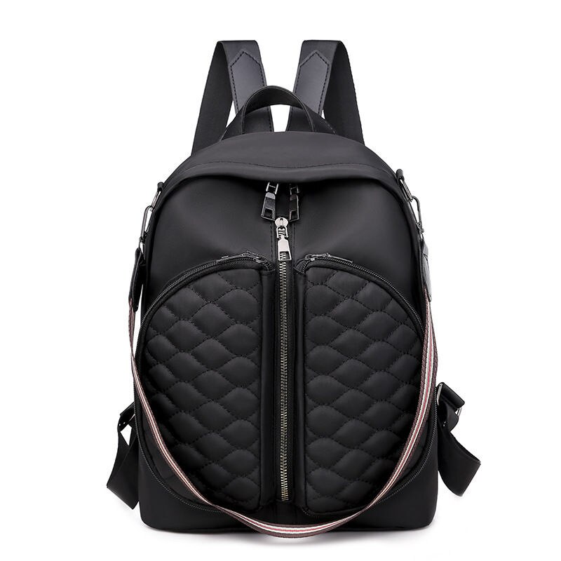 Mochila Oxford de gran capacidad para mujer, bolso de hombro, escolar, para libros, negocios: Negro