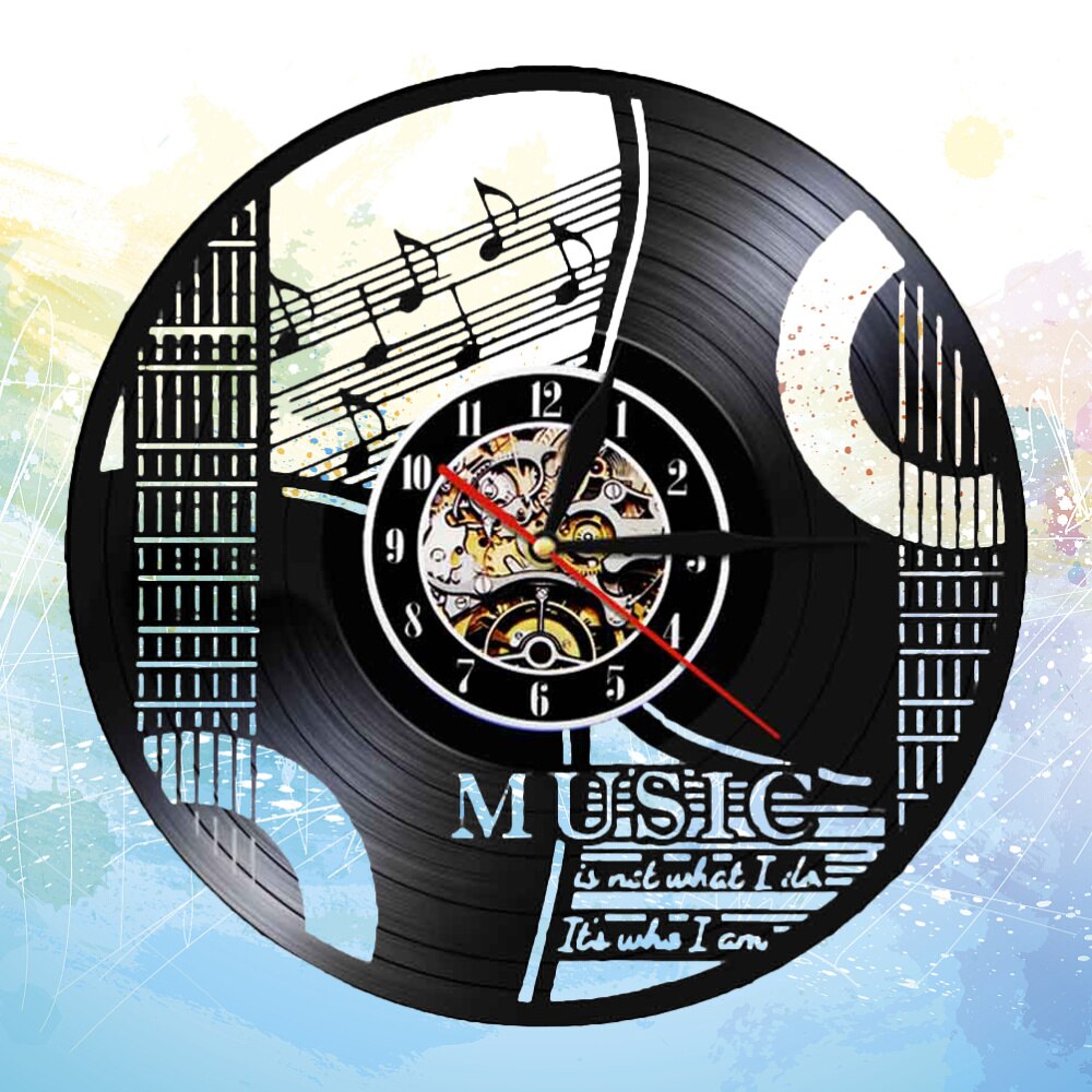 Vinyl Record Wall Clock Musical Note Instrument Wa... – Vicedeal
