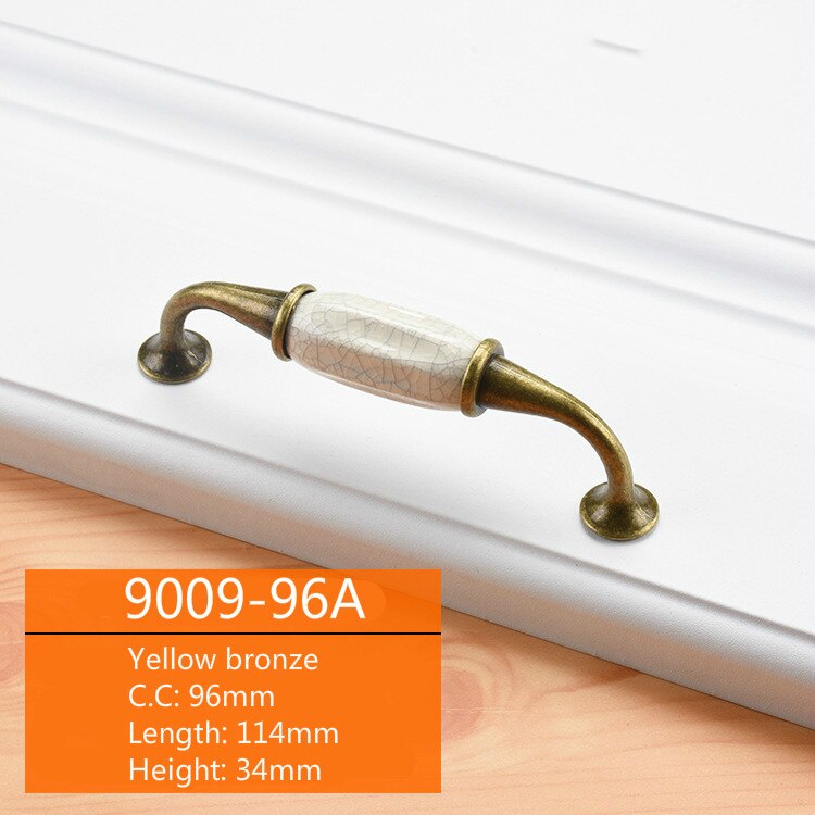 Kast Keramische Zwart Wit Handvat Europese Aluminium Kast Deurklink Lade Moderne Minimalistische Handvat Meubels Hardware: 9009-96A-Bronze