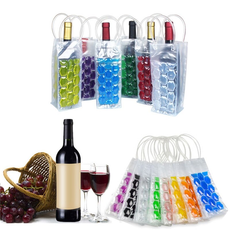 1Pc Pvc Wijn Fles Vriezer Bag Champagne Koeler Bier Cooling Gel Ijs Carrier Houder Met Handvatten Draagbare Drank Ijs-Koude Gereedschap